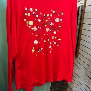 NWT Red Women’s Shirt with Holiday Bow Design